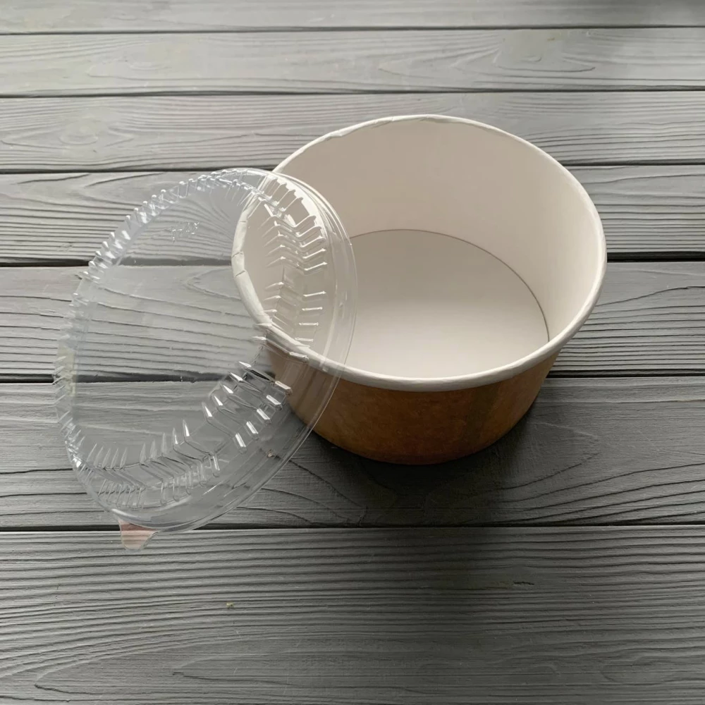 Салатник круглый 1Л. Крафт с крышкой УСКК