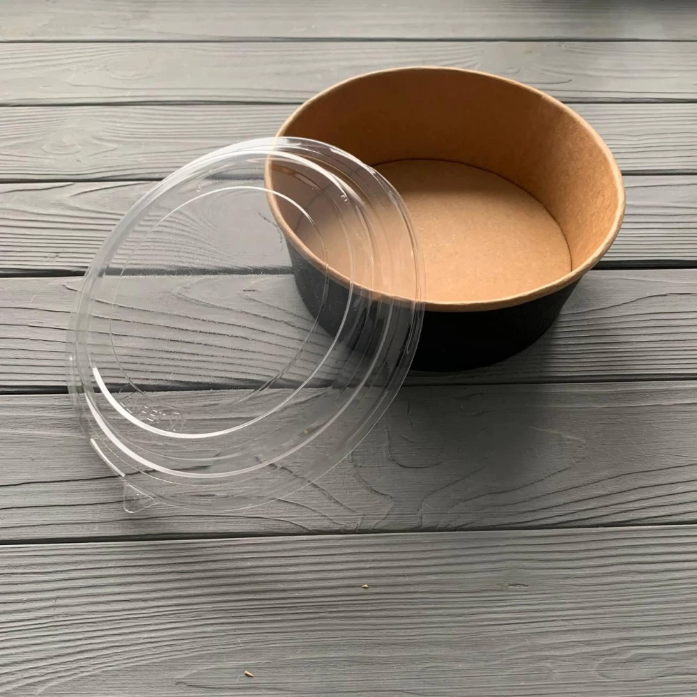 PL-Salad 1.25 Салатник паперовий Чорний/Крафт 1250мл з ПЕТ кришкою (25/50шт/уп)