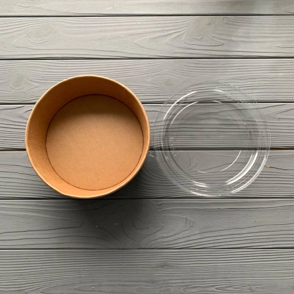 PL-Salad 1.25 Салатник паперовий Чорний/Крафт 1250мл з ПЕТ кришкою (25/50шт/уп)