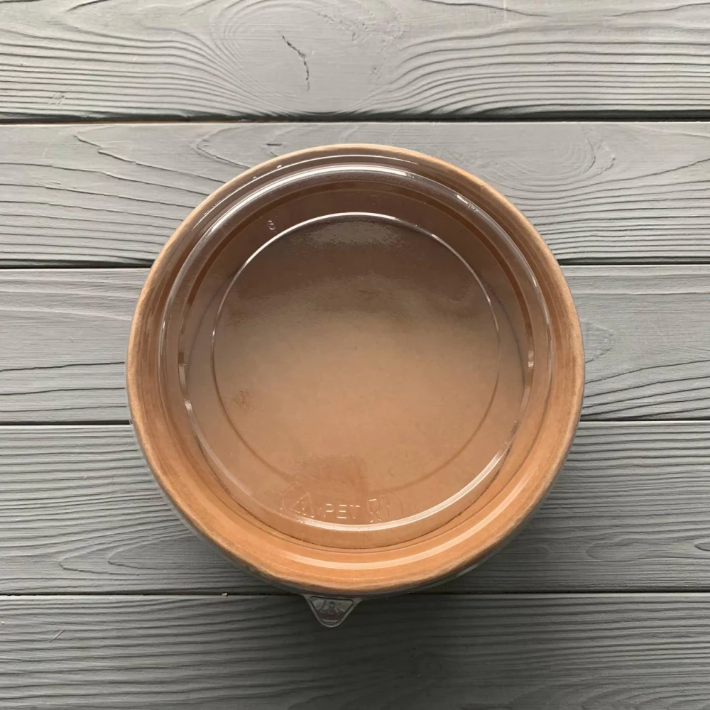 PL-Salad 1.25 Салатник паперовий Чорний/Крафт 1250мл з ПЕТ кришкою (25/50шт/уп)