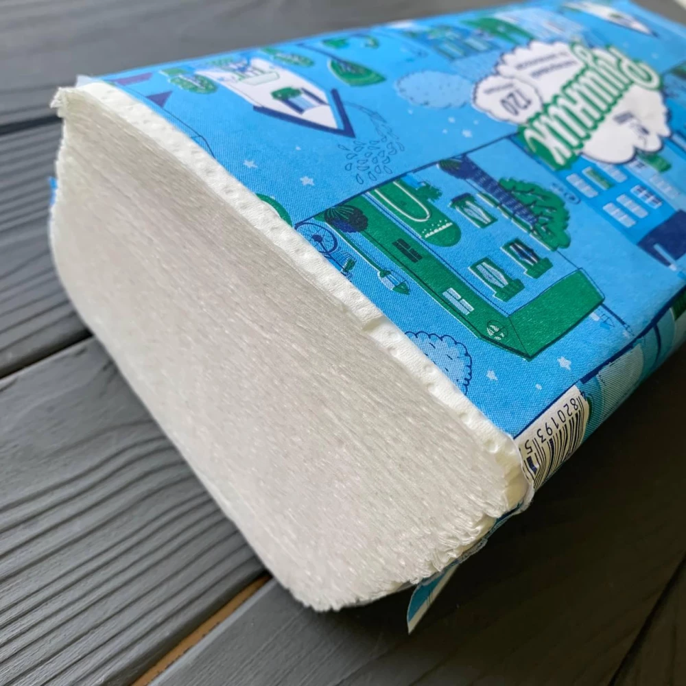 Рушник паперовий Альбатрос білий V целюлозний (120шт/уп|25уп/ящ)