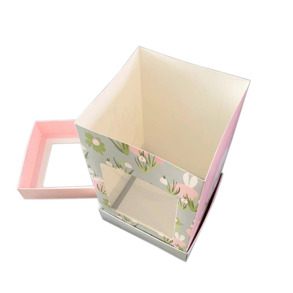 Коробка для паски 150х150х245 мм крейдована біла з принтом (3 частини) KPP15