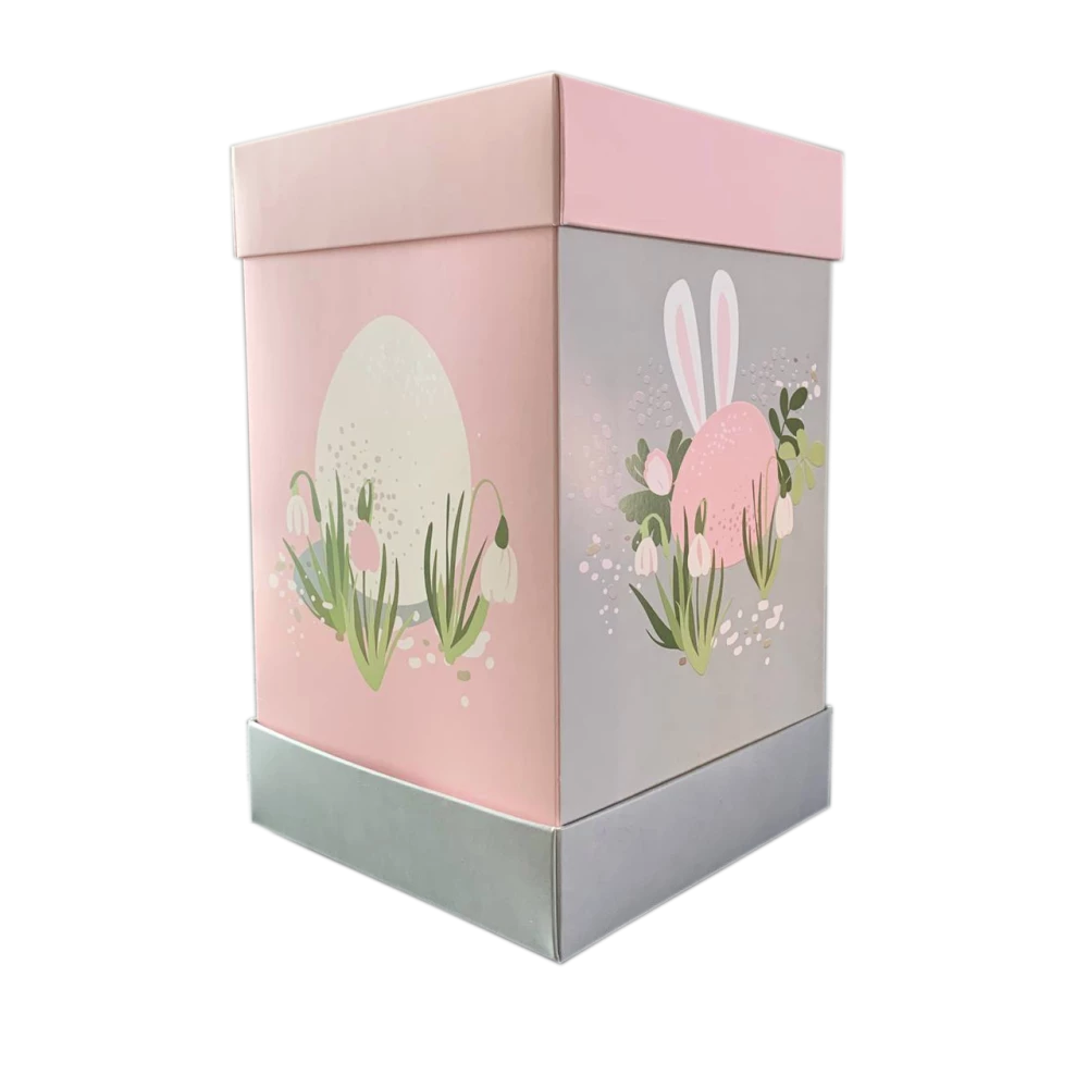 Коробка для паски 150х150х245 мм крейдована біла з принтом (3 частини) KPP15