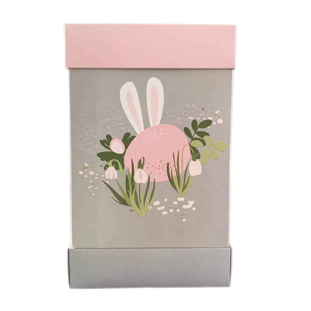 Коробка для паски 150х150х245 мм крейдована біла з принтом (3 частини) KPP15