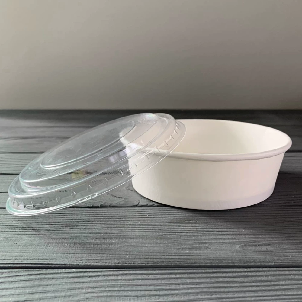 Салатник бумажный Белый 500мл с крышкой ПС-313 (50шт/уп|500шт/ящ) PLS500W