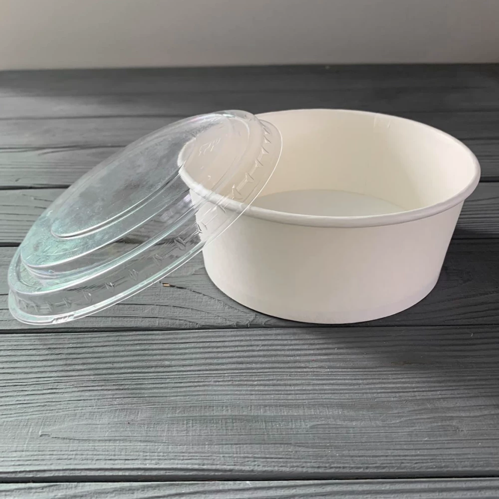 Салатник бумажный Белый 750мл с крышкой ПС-313 (50шт/уп|500шт/ящ) PLS750W