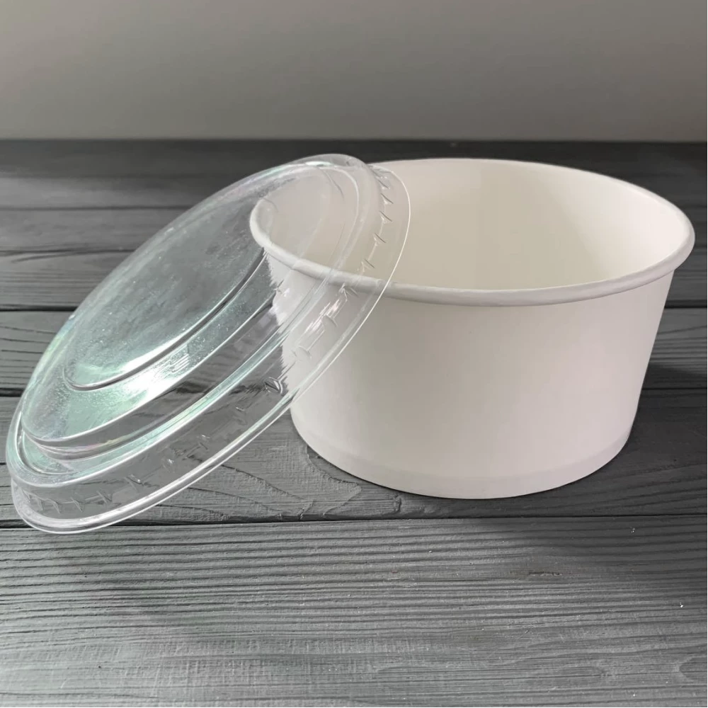 Салатник бумажный Белый 1000мл с крышкой ПС-313 (50шт/уп|500шт/ящ) PLS1000W