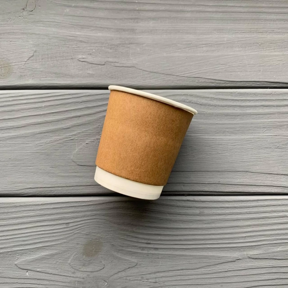 Стакан паперовий двошаровий 110мл Крафт (25шт/уп|1500шт/ящ) 60мм