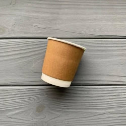 Стакан паперовий двошаровий 110мл Крафт (25шт/уп|1500шт/ящ) 60мм