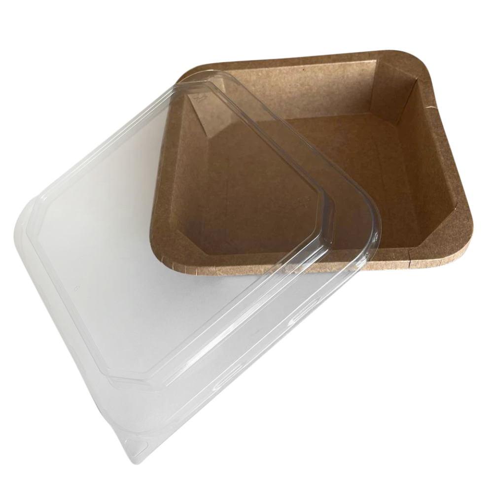 Салатник крафт квадратный с крышкой 1000мл 178х178х50мм S (50шт/уп|300шт/ящ) HS1000K