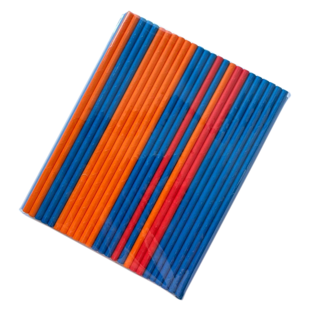 Трубочка бумажная цветная. D6-195мм (100шт/уп) ТПК6