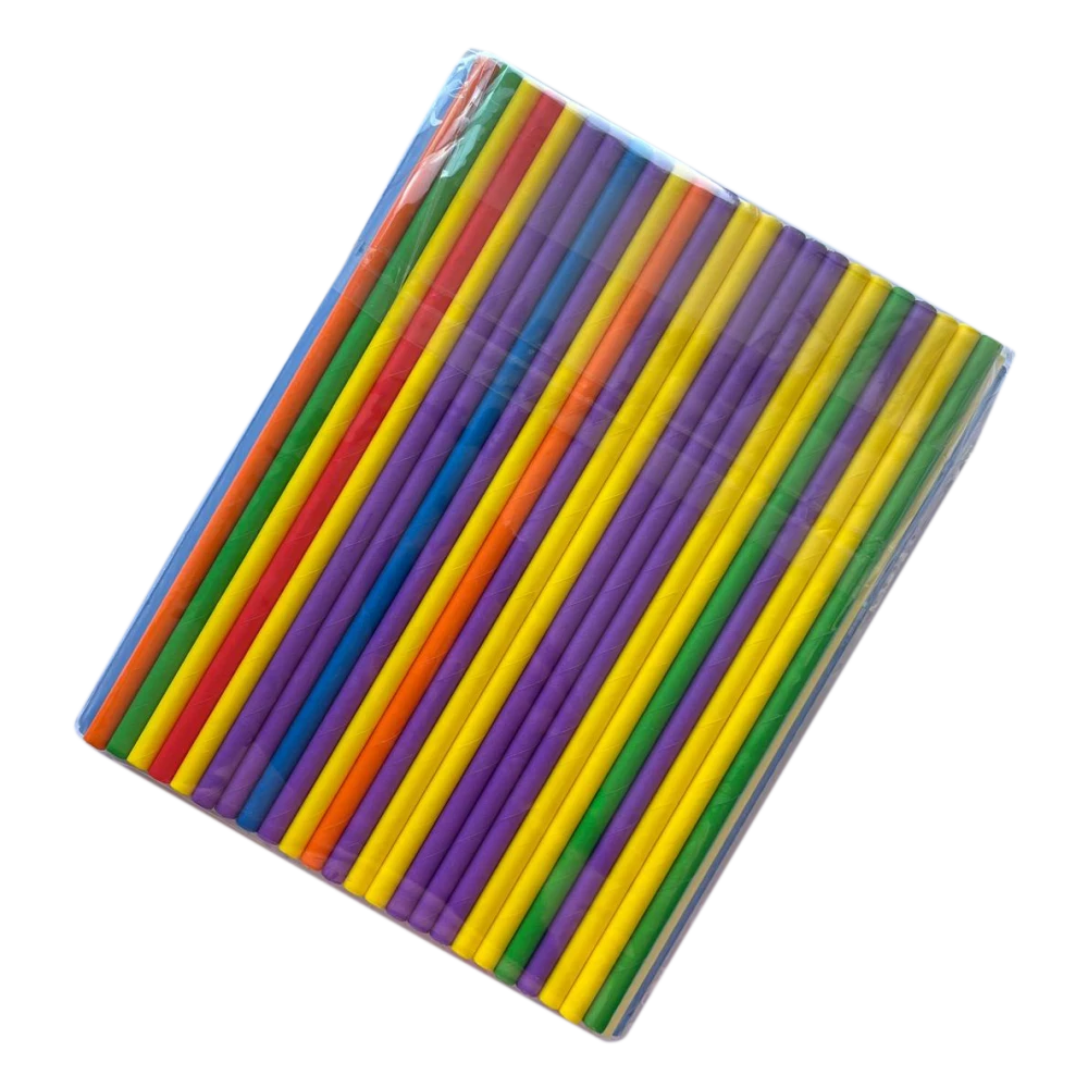 Трубочка бумажная цветная. D6-195мм (100шт/уп) ТПК6