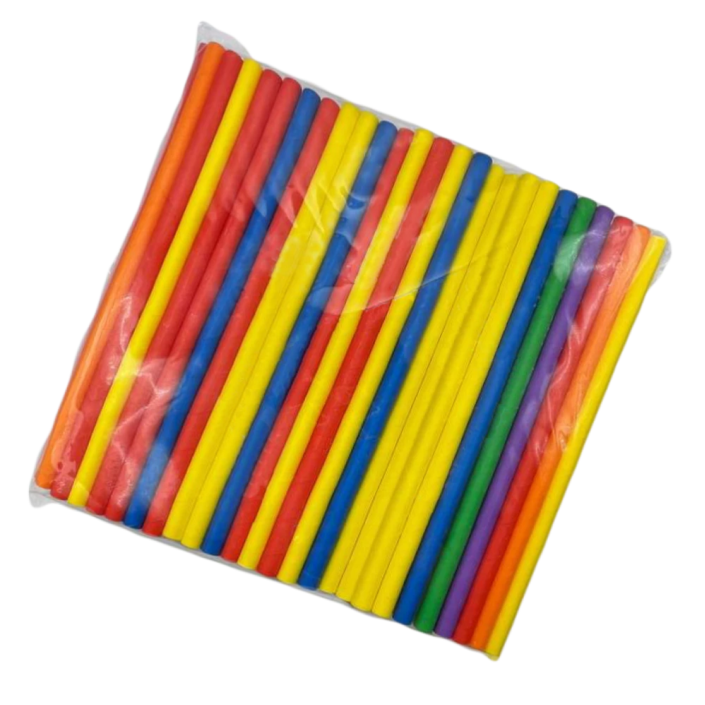 Трубочка бумажная цветная. D8-195мм (100шт/уп) ТПК8-195