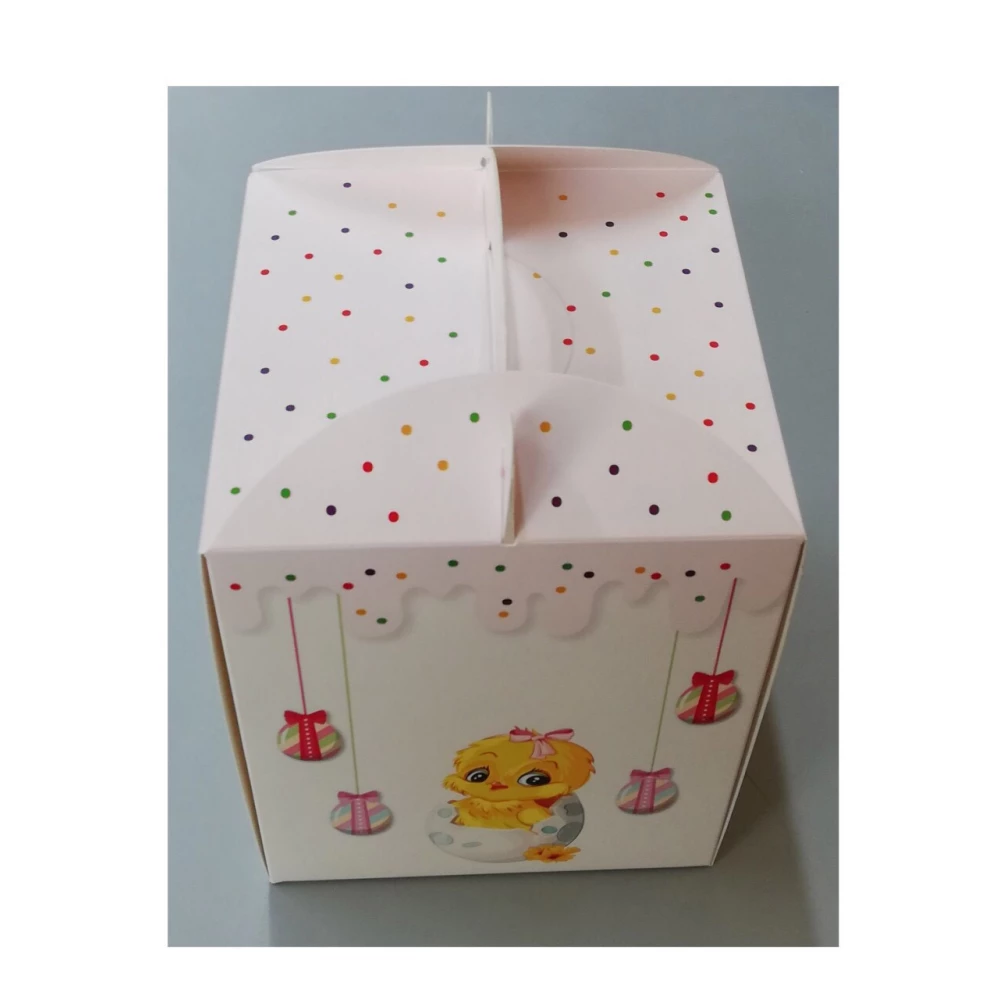 Коробка для паски 170х170х210 мм крейдована біла з принтом KPP5