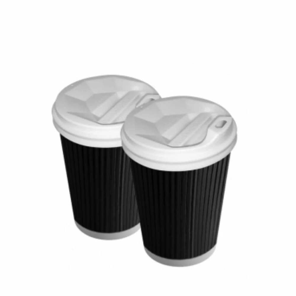 Стакан гофр. 350 мл чорний SC (25шт/уп|400шт/ящ) 90мм