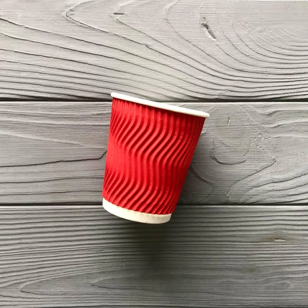 Стакан гофрований червоний 175 мл TGR175 (20шт/уп|900шт/ящ) 70мм