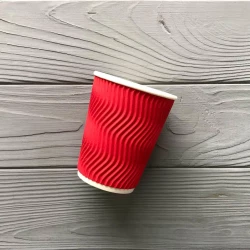 Стакан гофрований червоний 250 мл TGR250 (20шт/уп|700шт/ящ) 75мм