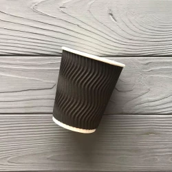 Стакан гофрований чорний 300 мл TGB300