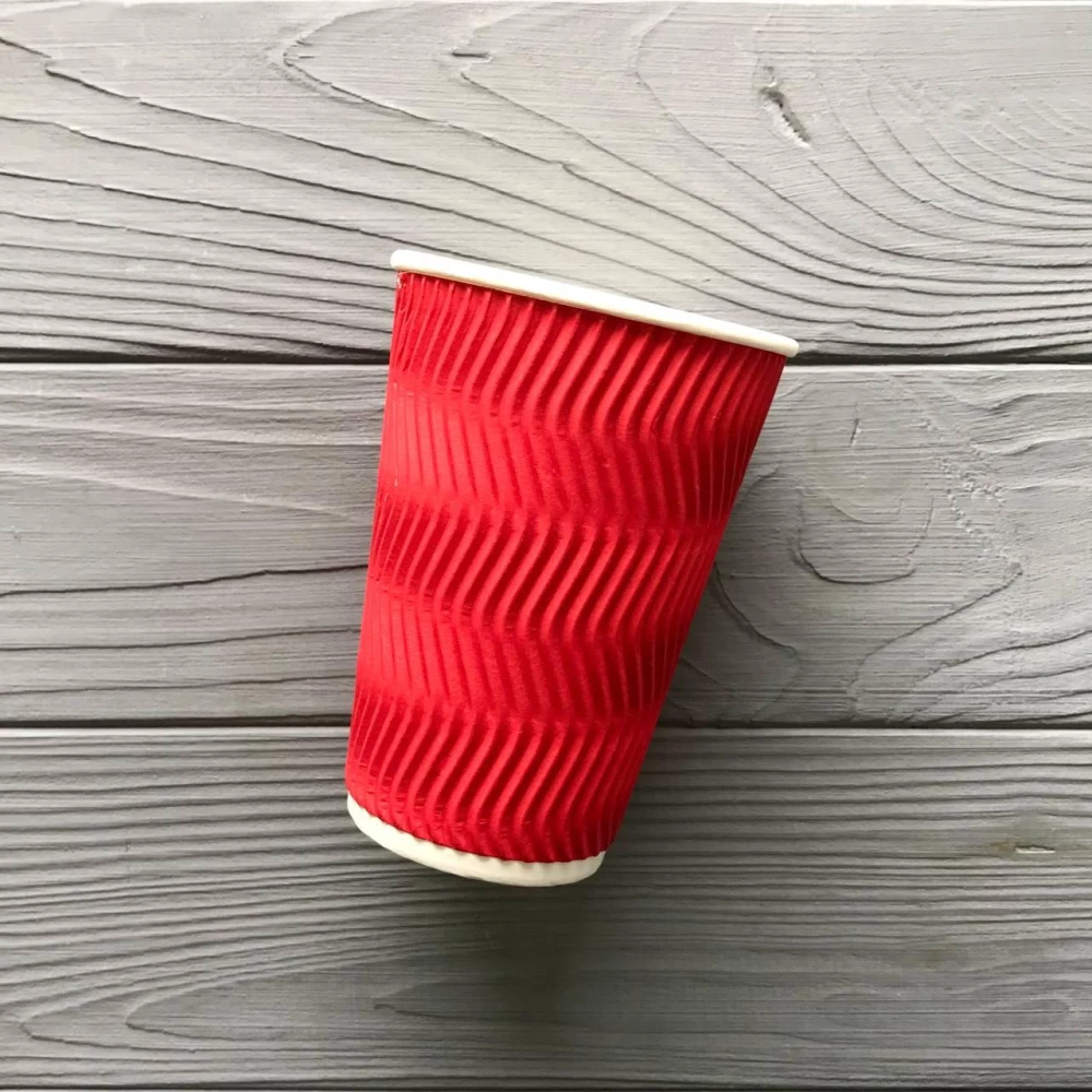 Стакан гофрований червоний 340 мл TGR340 (20шт/уп|560шт/ящ) 80мм