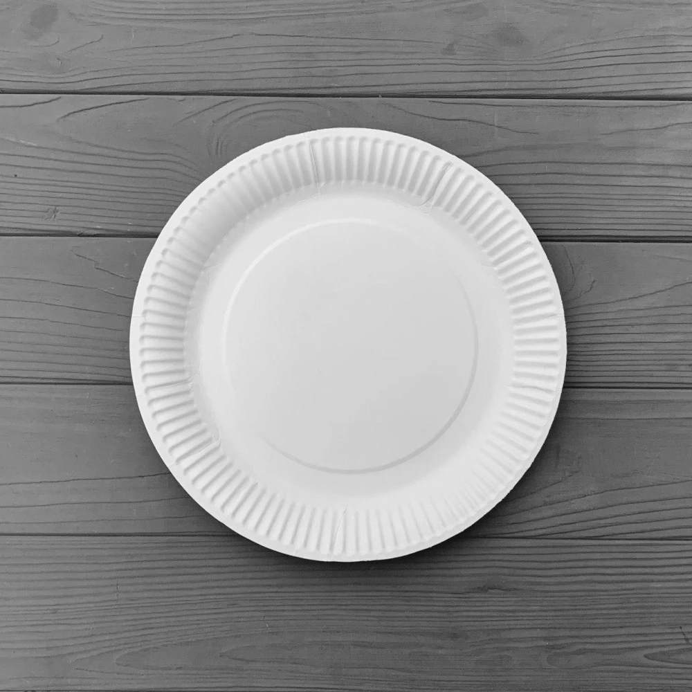Тарілка картонна кругла D18см біла (50шт/уп)