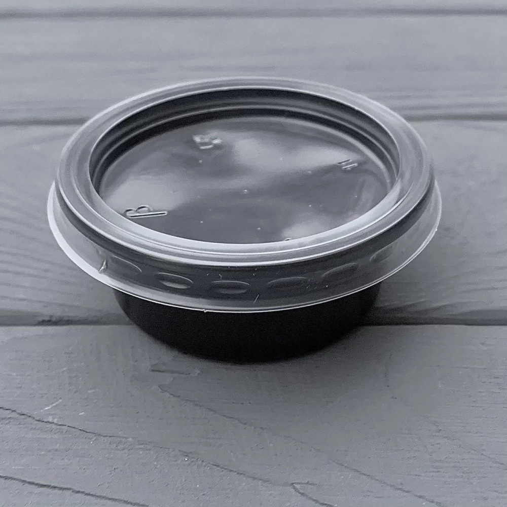 Соусник з кришкою PP 50мл чорний Польща (100шт|уп/20уп|ящ)