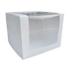 Коробка для торта 250*250*200 з віконцем біла