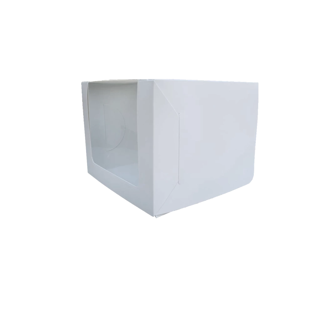 Коробка для торта 300*300*250 з віконцем біла крейдована KPT19
