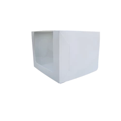 Коробка для торта 300*300*250 з віконцем біла крейдована KPT19