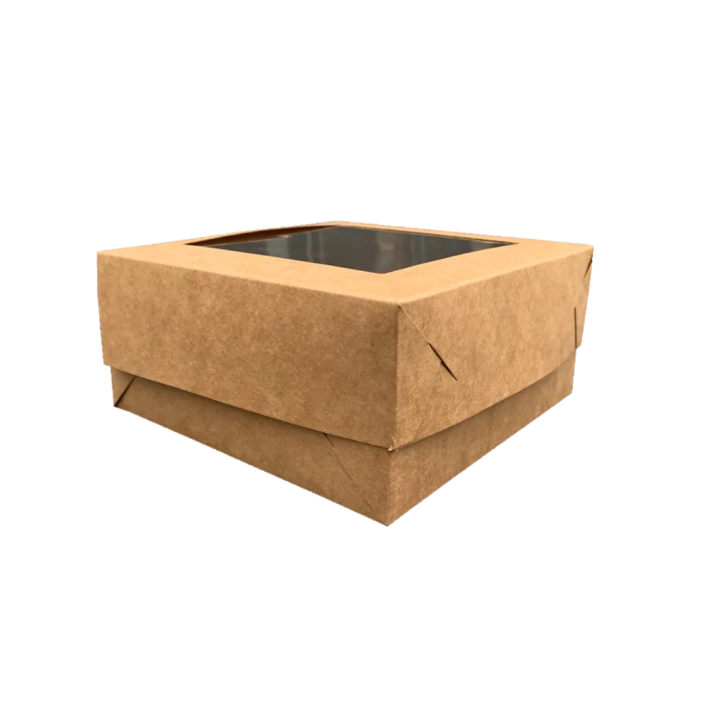 Коробка для тістечок 130х130х60 мм бура