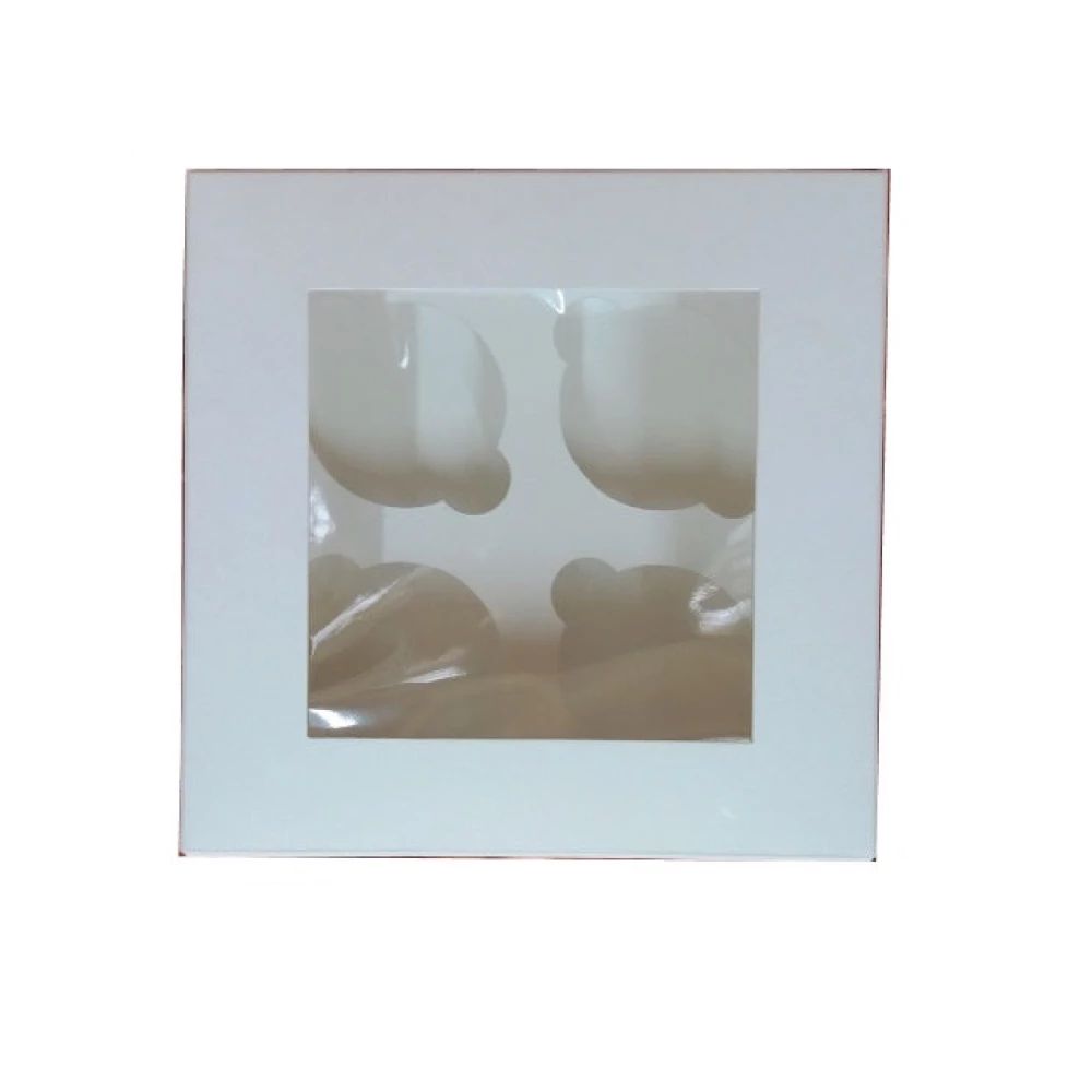 Коробка для капкейків, кексів та мафінів 4 шт 170*170*90 мм. з віконцем.