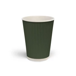 Стакан гофрований 275 мл Оливковий (біла основа)