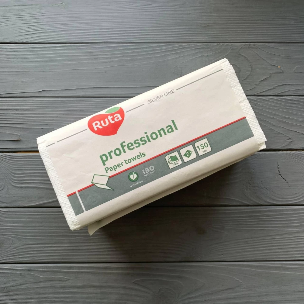 Полотенца бумажные в листах “Ruta“ Professional V - сложение 2 слой белые (150шт/уп|20уп/ящ)