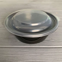 Супник (лоток) 350 мл D-144 мм чорний з кришкою (400шт/ящ)