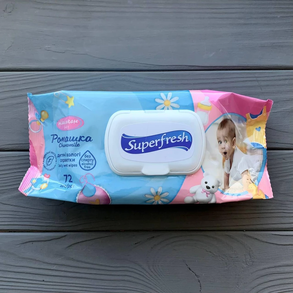Superfresh Серветка волога Baby chamomile з клапаном 72 шт. (12шт/ящ)