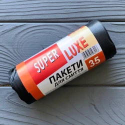 Пакет для сміття Super Luxe STANDART 35л/15шт чорний (50шт/ящ)