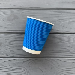 Стакан гофра 340мл Синій (25шт/уп|875шт/ящ) 80мм PLG340Bl
