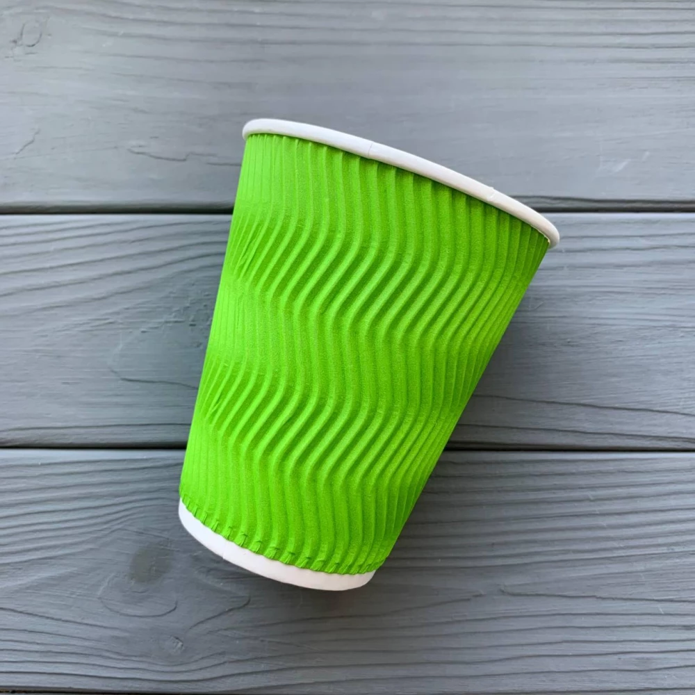 Стакан гофрований лайм 400 мл TGL400(15шт/уп|450шт/ящ)91мм
