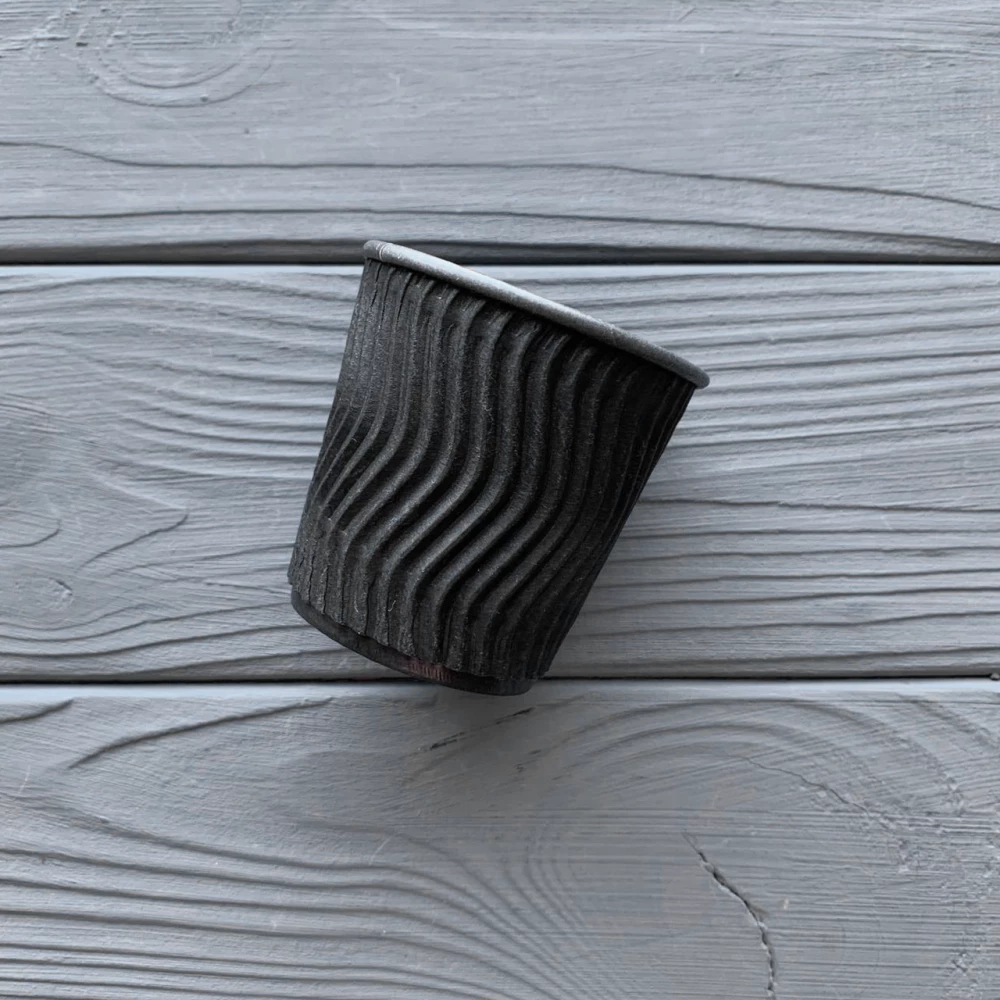 Стакан гофрований чорний/чорний 110мл TGBB110 (20/уп|800/ящ)