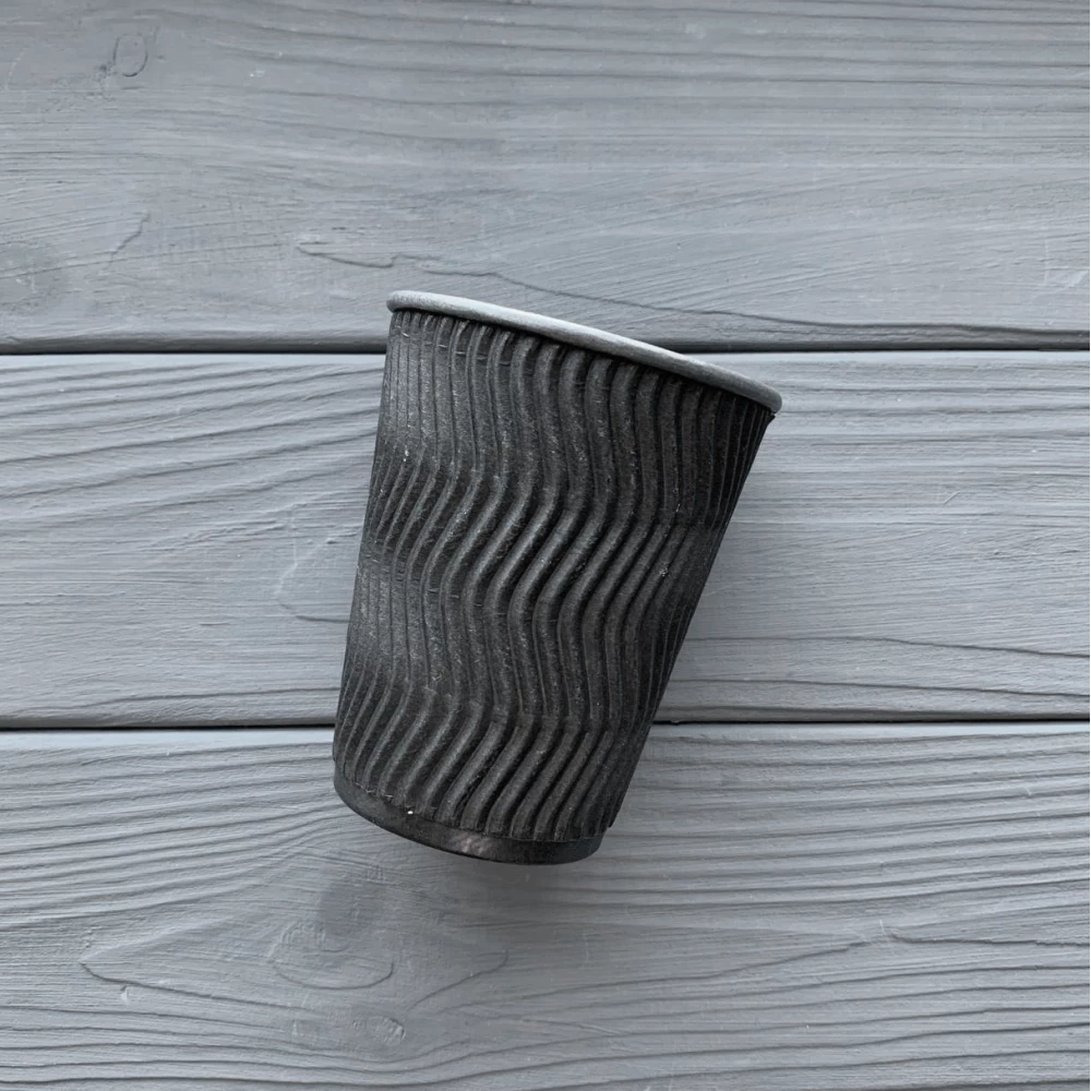 Стакан гофрований чорний/чорний 250мл TGBB250 (20уп|700/ящ) 75мм