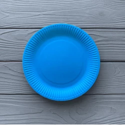Тарілка картонна кругла D18см блакитна (50шт/уп)