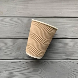 Стакан гофрований крафт 400 мл TGK400 (15шт/уп|450шт/ящ) 91мм