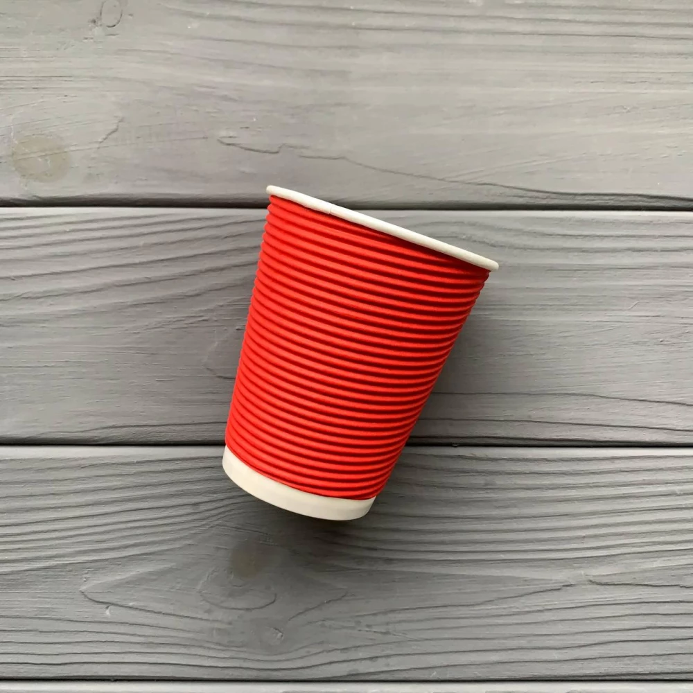 Стакан гофра 180мл Червоний (25шт/уп|1375шт/ящ) 69мм