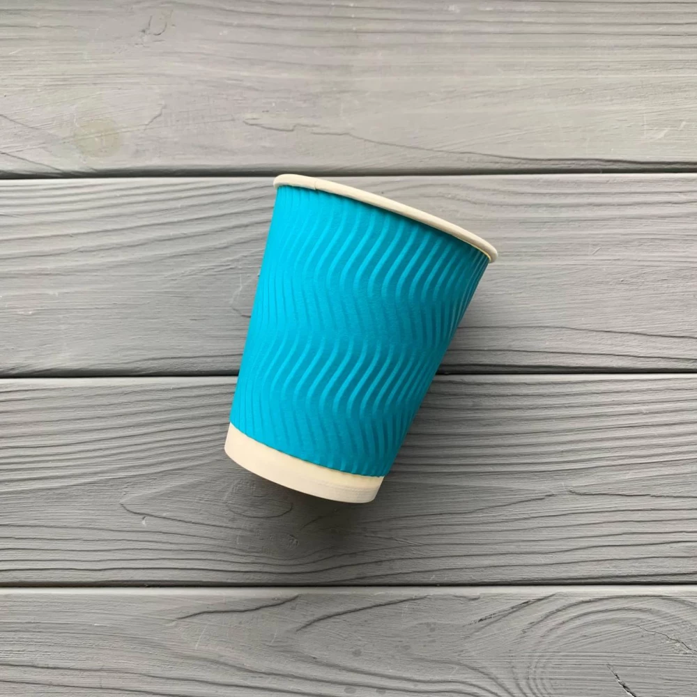 Стакан гофра 180мл Бірюзовий (25шт/уп|1375шт/ящ) 69мм