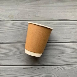 Стакан паперовий двошаровий 270мл Крафт (25шт/уп|875шт/ящ) 80мм