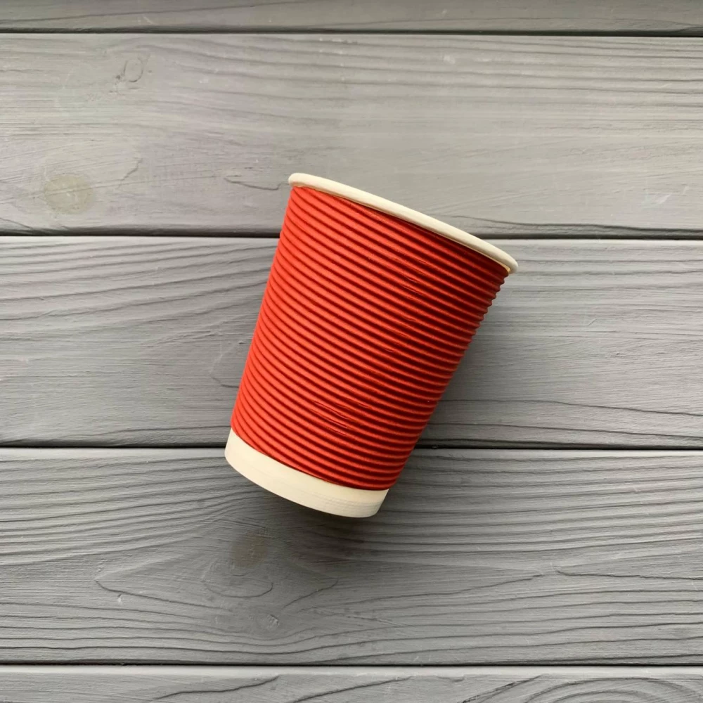 Стакан гофра 270мл Червоний (25шт/уп|1000шт/ящ) 80мм