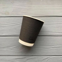 Стакан гофра 270мл Чорний (25шт/уп|1000шт) 80мм