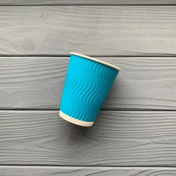 Стакан гофра 270мл Бірюзовий (25шт/уп|1000шт/ящ) 80мм
