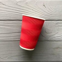 Стакан гофра 340мл Червоний (25шт/уп|875шт/ящ) 80мм