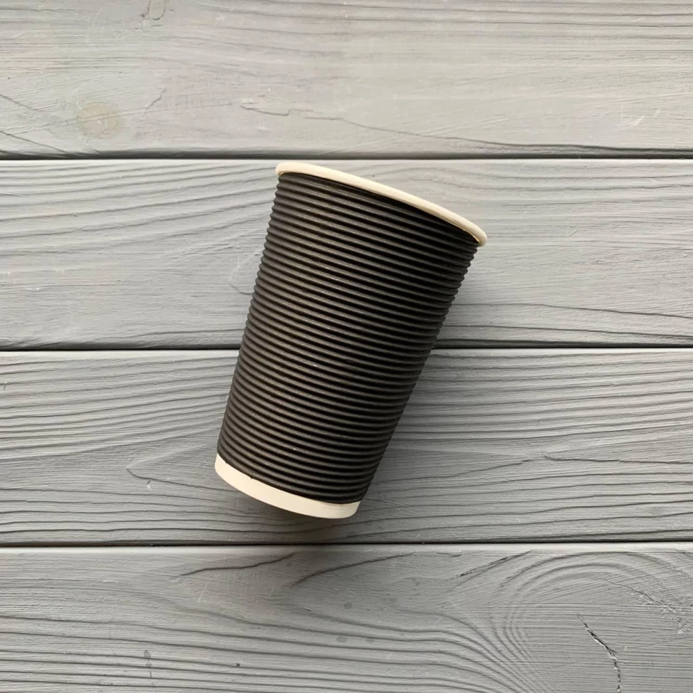 Стакан гофра 340мл Черный (25шт/уп|875шт/ящ) 80мм