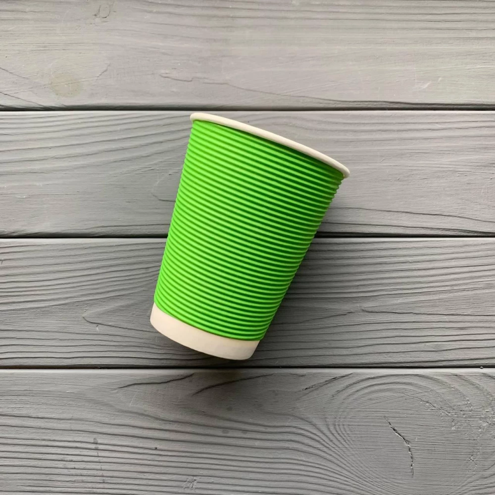 Стакан гофра 440мл Зелений (25шт/уп|750шт/ящ) 91мм